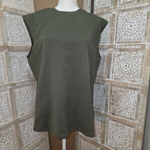 Dark Green Patterned Sleeveless Women's Top